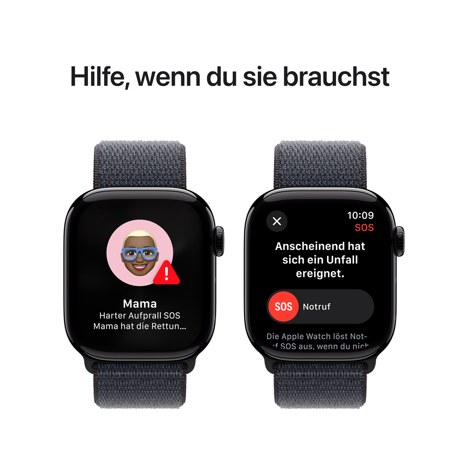 Apple Watch S10 Aluminium 42mm Diamantschwarz (Sport Loop tinte)