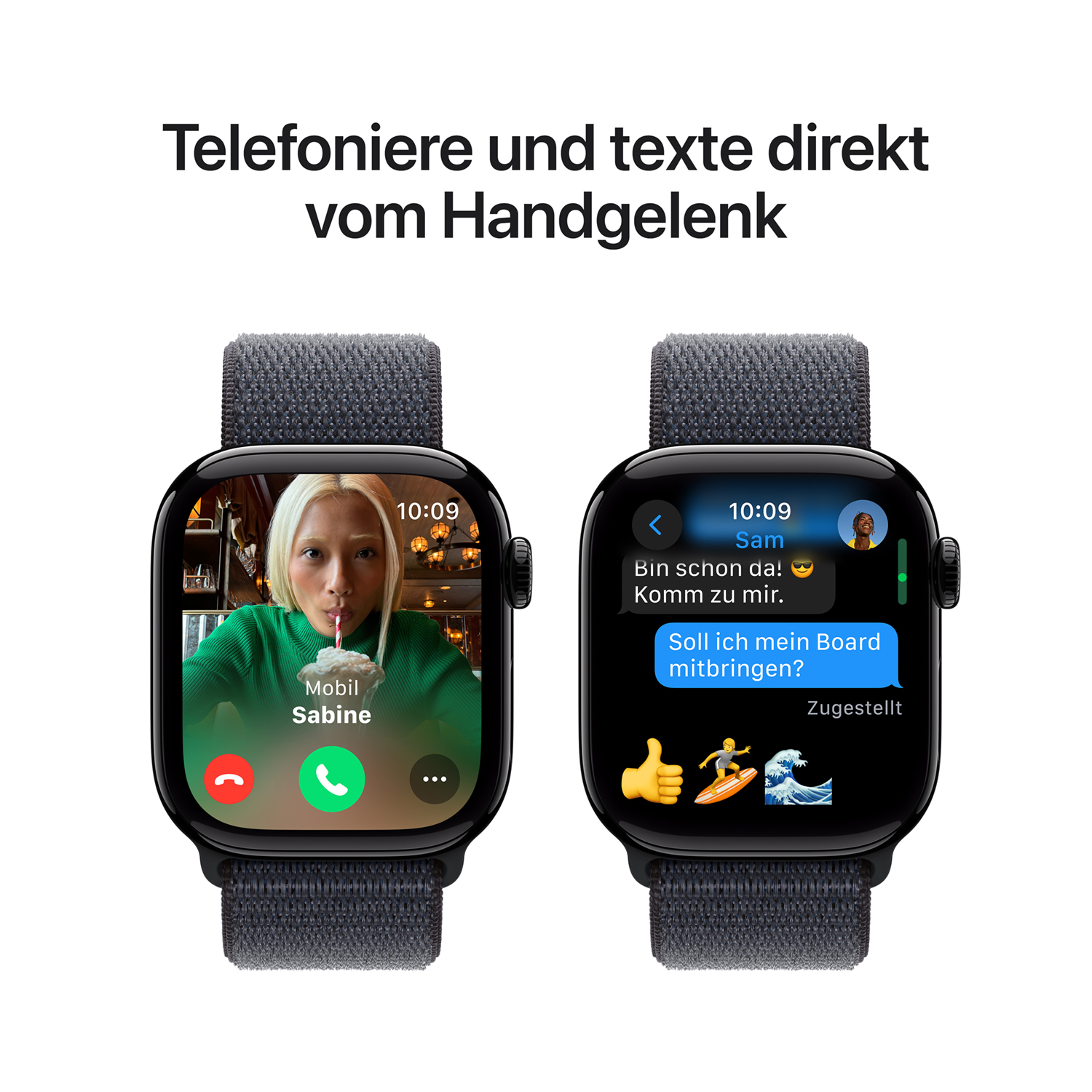 Apple Watch S10 Aluminium 42mm Diamantschwarz (Sport Loop tinte)