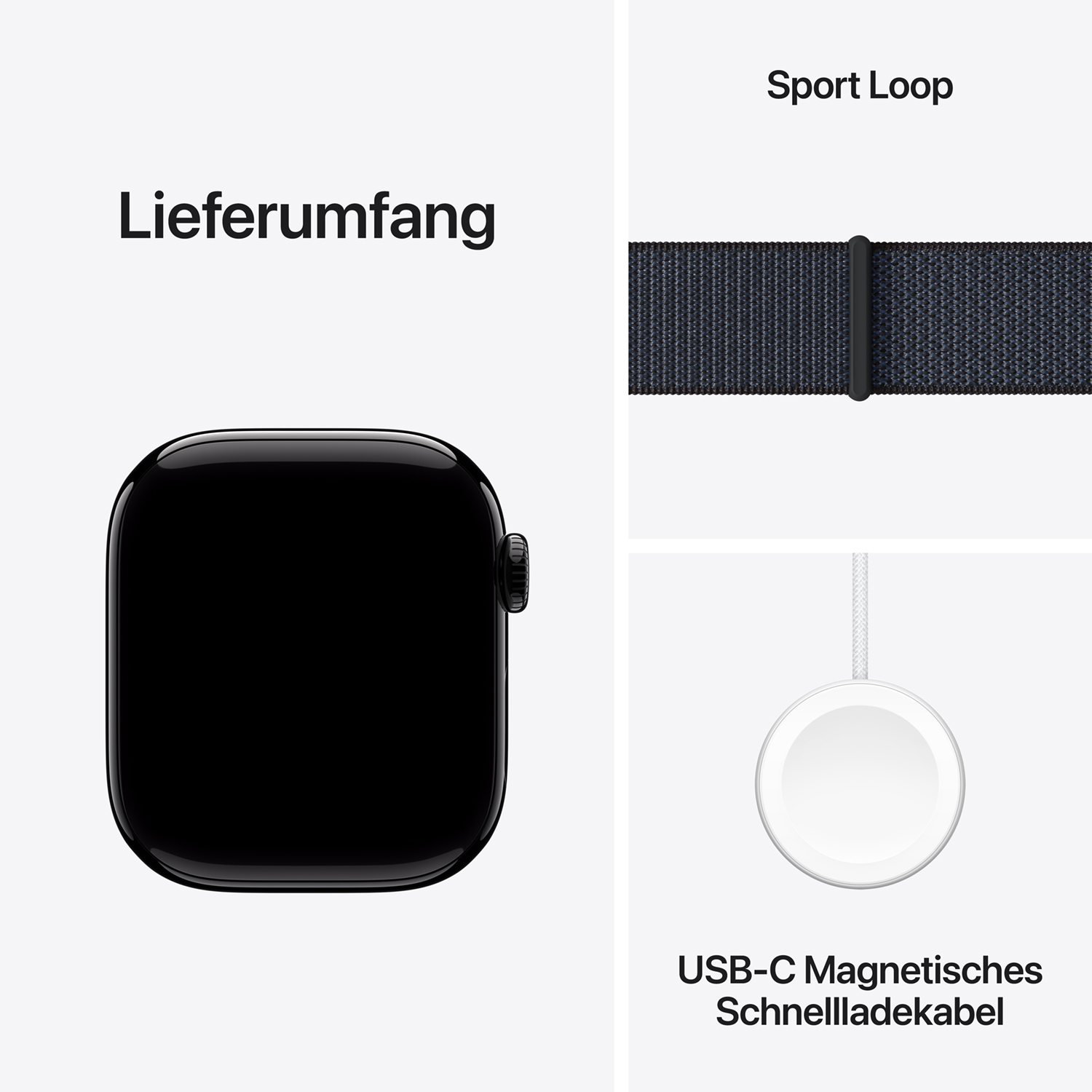 Apple Watch S10 Aluminium 42mm Diamantschwarz (Sport Loop tinte)