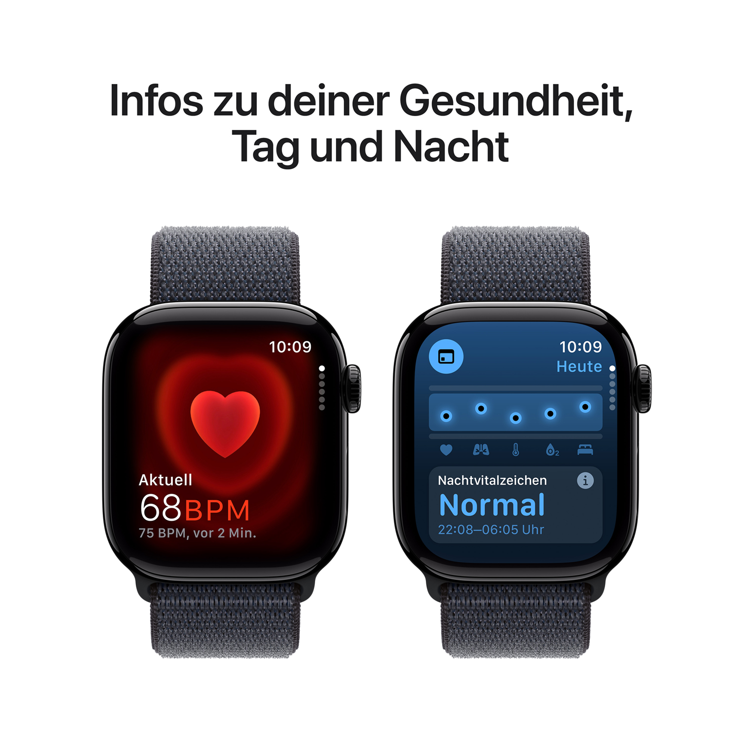 Apple Watch S10 Aluminium 42mm Diamantschwarz (Sport Loop tinte)