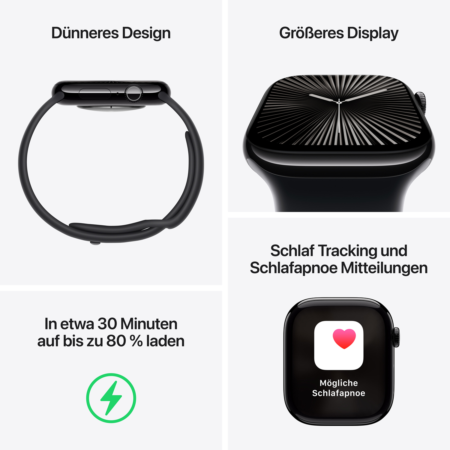 Apple Watch S10 Aluminium 42mm Diamantschwarz (Sport Loop tinte)