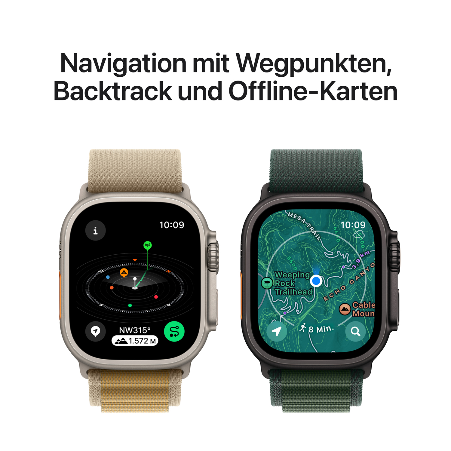 Apple Watch Ultra 2 Titanium Cellular 49mm Schwarz (Trail Loop schwarz) S/M